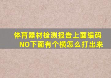 体育器材检测报告上面编码NO下面有个横怎么打出来