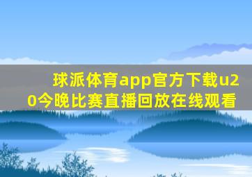 球派体育app官方下载u20今晚比赛直播回放在线观看